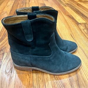 Women Isabel Marant Crisi hidden wedge ankle boot faded blacksuede,Size 37 Flaws